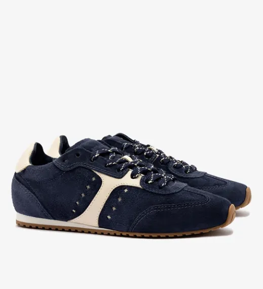 Stella Sneaker In Navy Suede and Ivory Leather